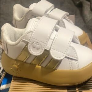 Adidas White and Gold Sneakers Modern Design